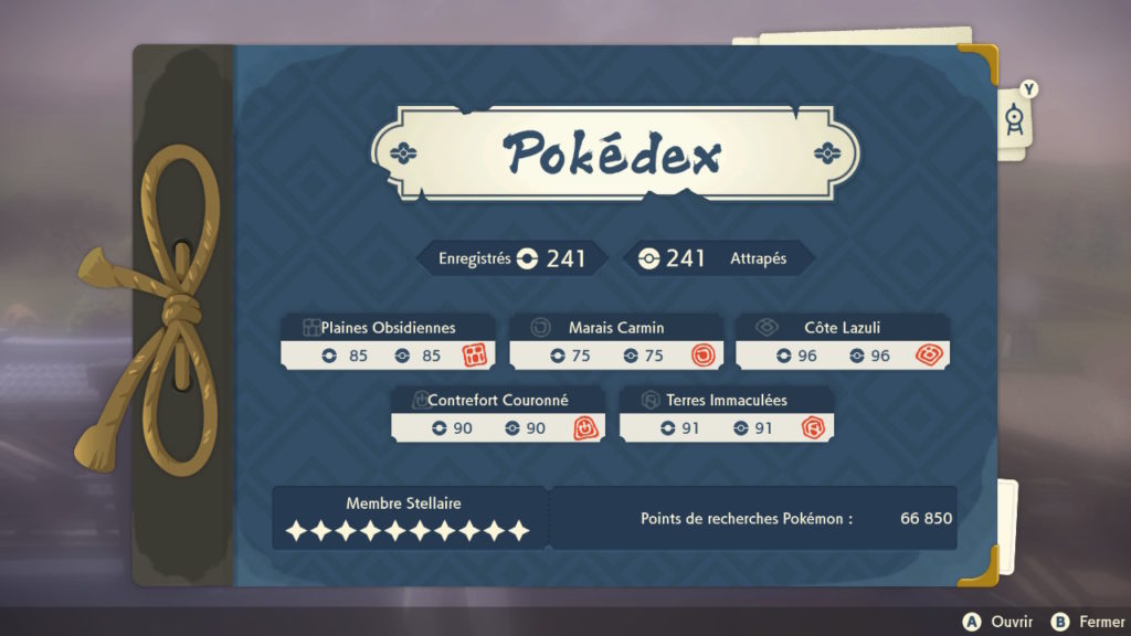 Légendes Pokémon : Arceus Pokédex complété